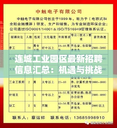 连城工业园区最新招聘信息汇总:机遇与挑战并存