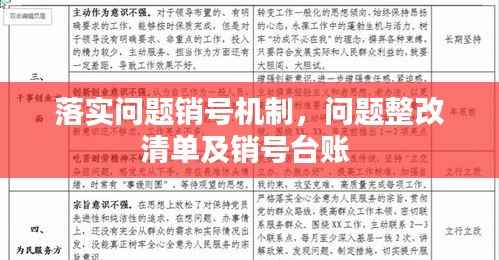 落实问题销号机制,问题整改清单及销号台账
