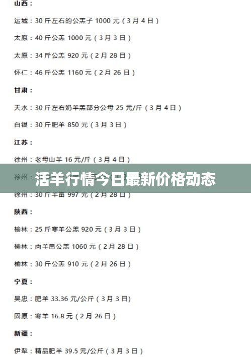 活羊行情今日最新价格动态
